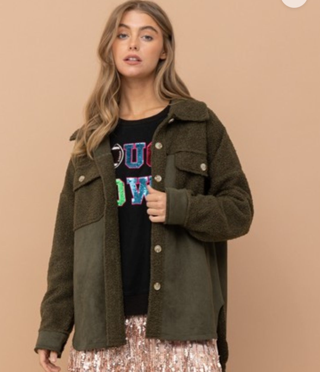Olive Luxe Teddy Shacket